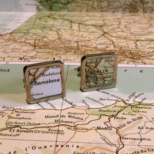 Personalised Map Silver Cufflinks