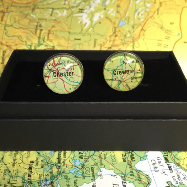 Personalised Map Silver Cufflinks