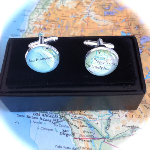 Personalised Map Silver Cufflinks