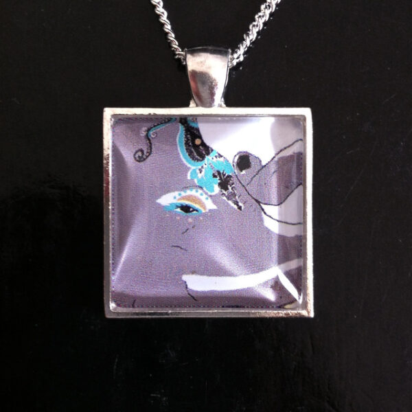 Elephant Damask Silver Plated Pendant