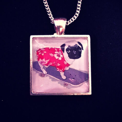 Skateboard Pug Pendant