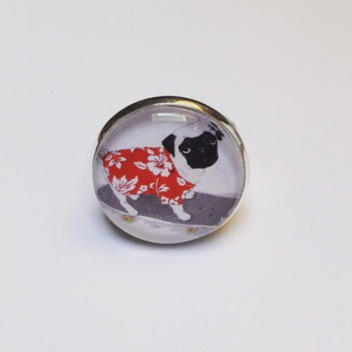 Pug extendable Silver plated Ring