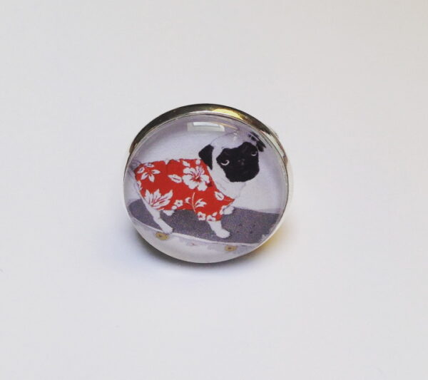 Pug extendable Silver plated Ring