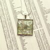 Square Map Silver Pendant & chain