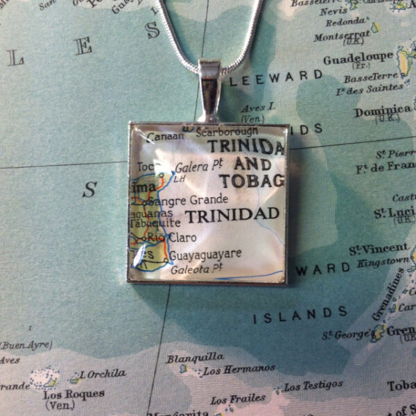 Square Map Silver Pendant & chain