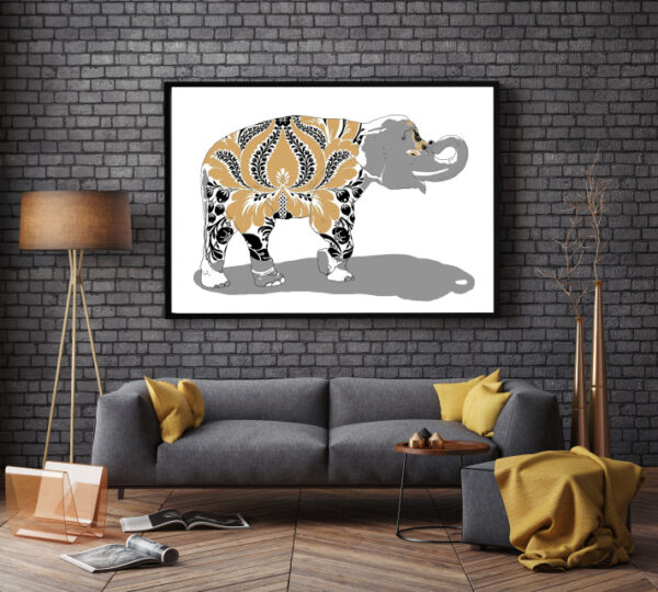 Damasked Elephant silkscreen Print