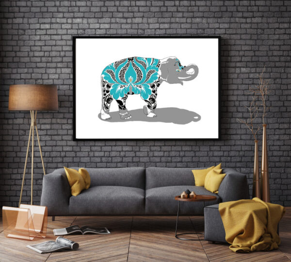 Damasked Elephant silkscreen Print