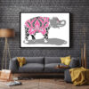 Damasked Elephant silkscreen Print