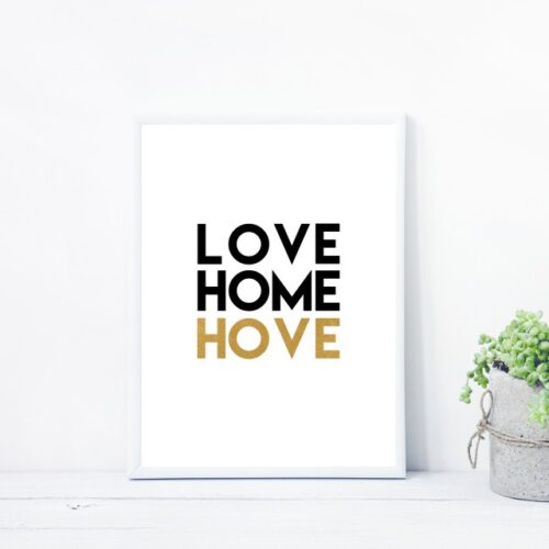 LOVE HOME HOVE Gold & black Print