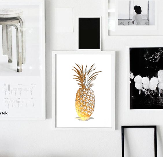 Pineapple gold foil Print