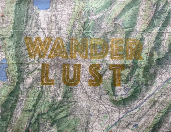 wanderlust3 Wanderlust gold & glitter silkscreen print on vintage maps