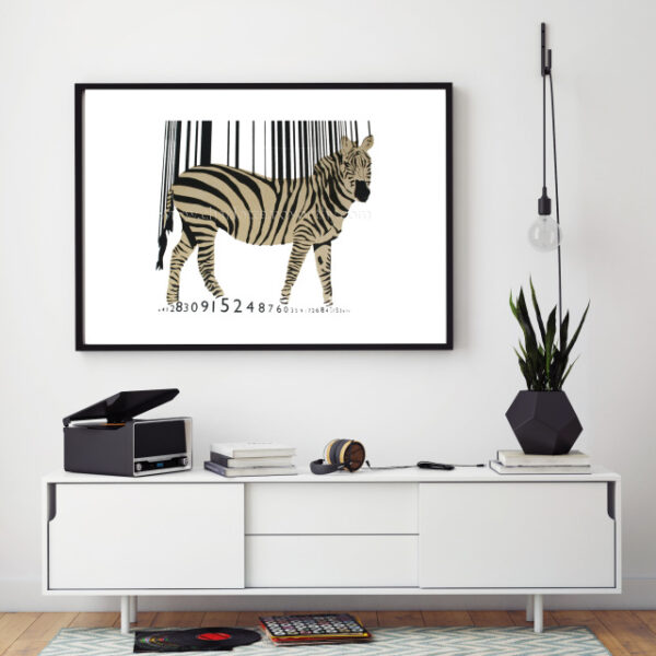 Zebra Silkscreen Print by Charlie Doodle Zebra Barcode silkscreen Print