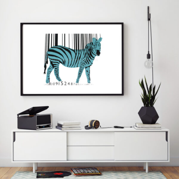 Zebra Silkscreen Print by Charlie Doodle Zebra Barcode silkscreen Print